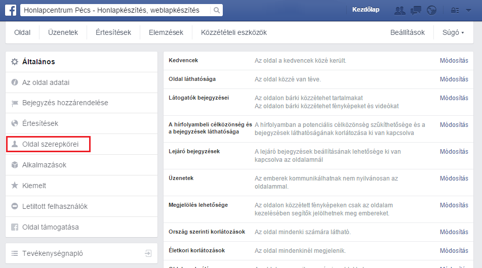 facebook szerepkörök módosítása 2015, facebook jogosultságok 2015