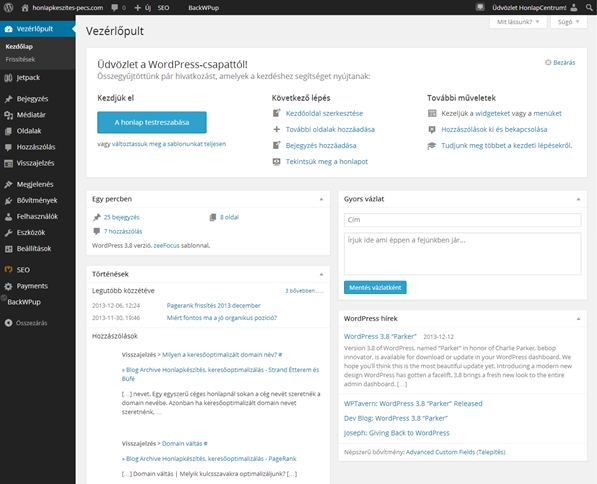 wordpress, wordpress kézikönyv, honlapkészítés Pécs, weblapkészítés Pécs