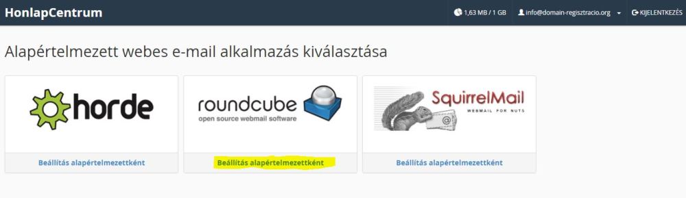 alapértelmezett webmail felület, weblap készítés, honlap készítés, honlapkészítés, weblapkészítés